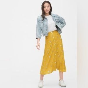 Gap Floral Midi Skirt with Buttons - Yellow